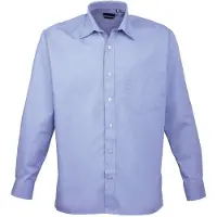 Premier Heren Poplin Formeel Overhemd Met Lange Mouwen (Middenblauw)