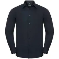 Russell athletic Russell Collection Heren Poplin Getailleerd Overhemd met Lange Mouwen (Franse marine)
