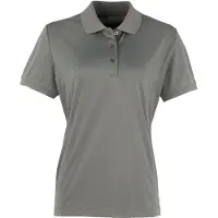 Premier Dames/dames Coolchecker korte mouw Pique Polo T-Shirt (Donkergrijs)