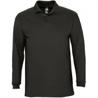 Sol Heren-Winter II Poloshirt met lange mouwen van Piqué katoen (Zwart)