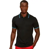 Asquith & Fox Heren Klassiek Fit getipt Poloshirt (Zwart / Turkoois)