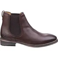 Cotswold Heren Corsham Town Leather Pull On Casual Chelsea Ankle Boots (Donkerbruin)