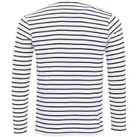 Premier Heren Long John Stripe Roll Sleeve T-shirt (Wit/Zwaar)