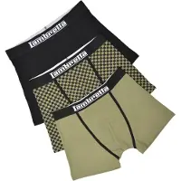 Lambretta Heren Boxershorts Assorti (Set van 3) (Khaki Groen/Zwart)