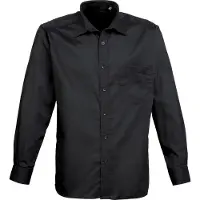 Premier Heren Poplin Formeel Overhemd Met Lange Mouwen (Zwart)
