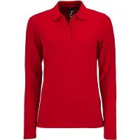 Sols Dames/dames Perfecte Lange Mouw Pique Polo Shirt (Rood)