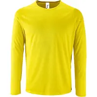 Sols Heren Sportief T-Shirt met lange mouwen (Neon geel)