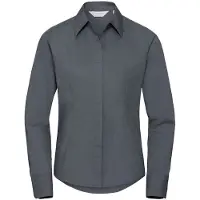 Russell athletic Russell Collectie Dames/Dames Lange Mouwen Poly-Katoen Gemakkelijk Onderhoud Gepaste Poplin Shirt (Konvooi Grijs)