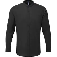 Premier Volwassenen Unisex opa's overhemd met lange mouwen (Zwart)