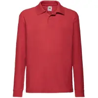 Fruit Of The Loom Kinder Polo Lange Mouwen 65/35 Piqué / Kinderpolo (Rood)
