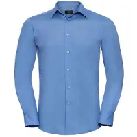 Russell athletic Russell Collection Heren Polycotton Easy-Care Formeel Overhemd met Lange Mouwen (Bedrijfsblauw)