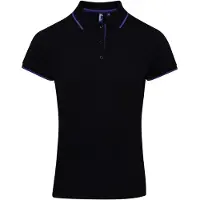 Premier Dames/dames Contrast Coolchecker Poloshirt (Zwart/Paars)