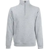 Fruit Of The Loom Heren Ritssluiting Nek Sweatshirt Top (Heather Grijs)