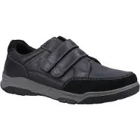 Hush puppies Heren Fabian leren schoenen met dubbele band (Zwart)