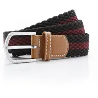 Asquith & Fox Heren Twee Kleuren Streepjes Vlechtriem (Zwart/Bourgondië)
