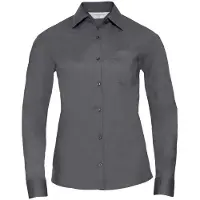 Russell athletic Russell Collection Dames/Dames Poplin Easy-Care Formeel Overhemd Met Lange Mouwen (Konvooi Grijs)