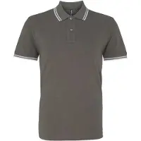 Asquith & Fox Heren Klassiek Fit getipt Poloshirt (Houtskool/Wit)