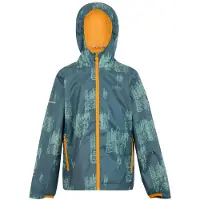 Regatta Waterdichte Kinder/Kinder Lever II jas met opdruk (Stormy Weather/Glacier/Bright Marigold)