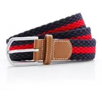 Asquith & Fox Heren Twee Kleuren Streepjes Vlechtriem (Marine / Rood)