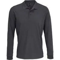 Sols Unisex poloshirt met lange mouwen van katoen voor volwassenen (Donkergrijs massief)