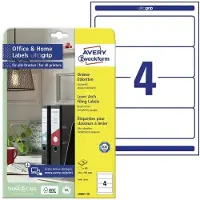 Avery Ordnerrugetiketten, 10 vel 192 x 59 mm, wit, Inkjetprinter, Laserprinter, Kleurenlaser printer, permanent klevend L6061-10 - 2 stuks