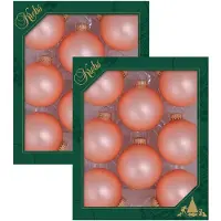 Krebs Kerstballen - 16x - glas - koraal velvet roze - 7 cm - luxe glazen kerstballen - kerstversiering