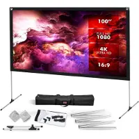 Pyle Projectiescherm met Standaard - 100inch 16:9 HD - Draagbaar Lichtgewicht Vouwbaar Staand Buiten- en Binnenbioscoop Scherm met Frame