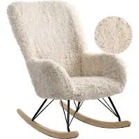 Beliani AKRA - Schommelstoel - Lichtbeige - Kunstbont