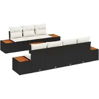 vidaXL Tuinbank Set 8 st Zwart Poly rattan
