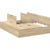 vidaXL Opbergbedframe met opslag Sonoma Eik 140 x 190 cm Bewerkt hout