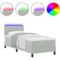 vidaXL LED Box Spring Bed Lichtgrijs 80 x 200 cm Fluweel