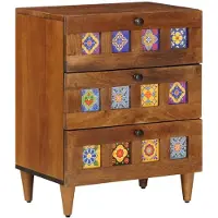 vidaXL Nachtkastje met lade Bruin 50 x 33 x 62 cm Massief Mango Hout
