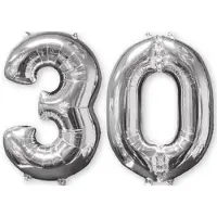 Amscan - Folieballon verjaardag '30' - zilver - Ø 66 cm - Set-1