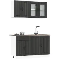 vidaXL 4-delige Keukenkastenset Lucca bewerkt hout zwart
