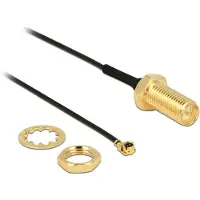 DeLOCK MHF I (v) - RP-SMA (v) kabel - Micro Coax (1,13 mm) - 50 Ohm / zwart - 0,10 meter