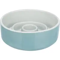 Trixie - Voerbak - Anti Schrokbak - Slowfeeding - Keramiek - Grijs/Blauw - 17X17 cm - 900 ML
