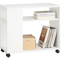 SoBuy Bijzettafel Met Wielen - Printertafel - Salontafel Wit - 78x44x11,5cm - FBT34-W