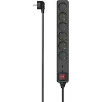 Hama Stekkerdoos met schakelaar - 6-voudig - 1,4m kabel - met overspanningsbeveiliging - Zwart