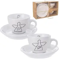 Orion - Keramische Espresso Kopjes - 90 ml - Set van 2 - Wit