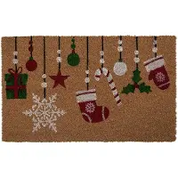 Clayre & Eef Deurmat 75x45x1 cm Bruin Kokos Kerst