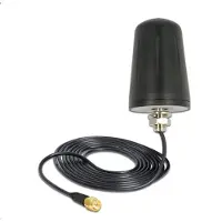 DeLOCK WLAN 802.11 b/g/n Antenna SMA Plug 3 dBi omnidirectional with connection cable (RG-174, 3 m) roof mount outdoor black
