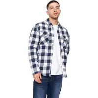 Crosshatch Heren Demaro Geruit Gevoerd Overhemd (Marine / Wit)