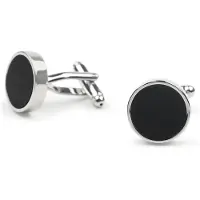 Suitable Manchetknoop Studs Rond Zilver Zwart -