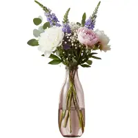 Home & Styling Bloemenvaas - gerecycled glas - 14 x 39 cm - roze transparant - boeketten - siertakken - stelen