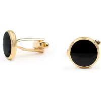 Suitable Manchetknoop Rond Goud Zwart -