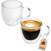 Intirilife 2x dubbelwandig thermo glas set in 100 - 200ml - koffiemok geïsoleerd espresso glas thee glas koffie glas