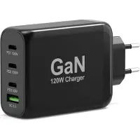 Port Designs Port Connect GaN Oplader Smartphone/Telefoon/Tablet - USB-C en USB-A - Efficiënter, Kleiner, Lichter - 120W - Zwart