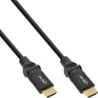 InLine HDMI High Speed-kabel met Ethernet, haakse stekker, zwart, 1,5m