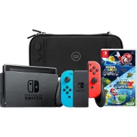Nintendo Switch Rouge/Bleu + Super Mario Galaxy 1+2 + BlueBuilt Étui de protection