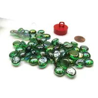 Chessex Glass Gaming Stones - Crystal Green Iridized (40+)